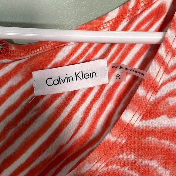 CALVIN Klein Drawstring Sleeveless Jumpsuit Orange size 8 NWT zebra print - Picture 7 of 9